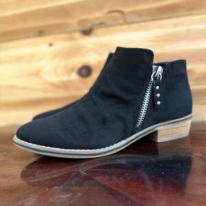X-appeal Nikole Black Ankle Booties Size 10 Side zipper